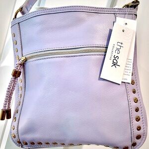 NWOT The Sak Lavender Leather Crossbody Bag with Gold Studs